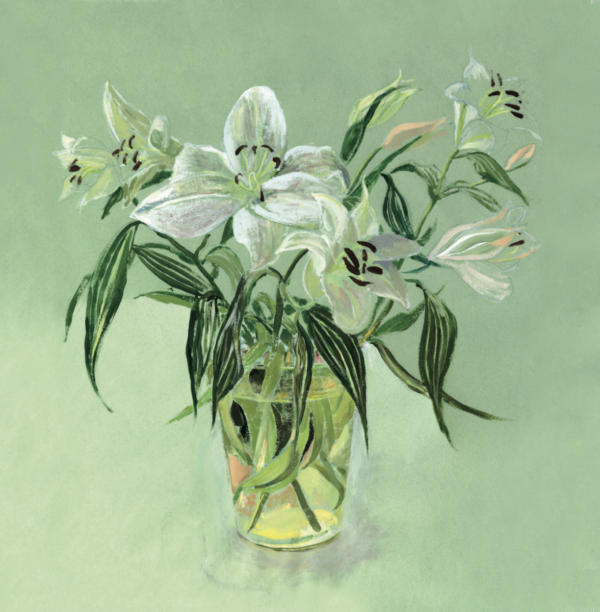 Glass Vase and White Lillies.