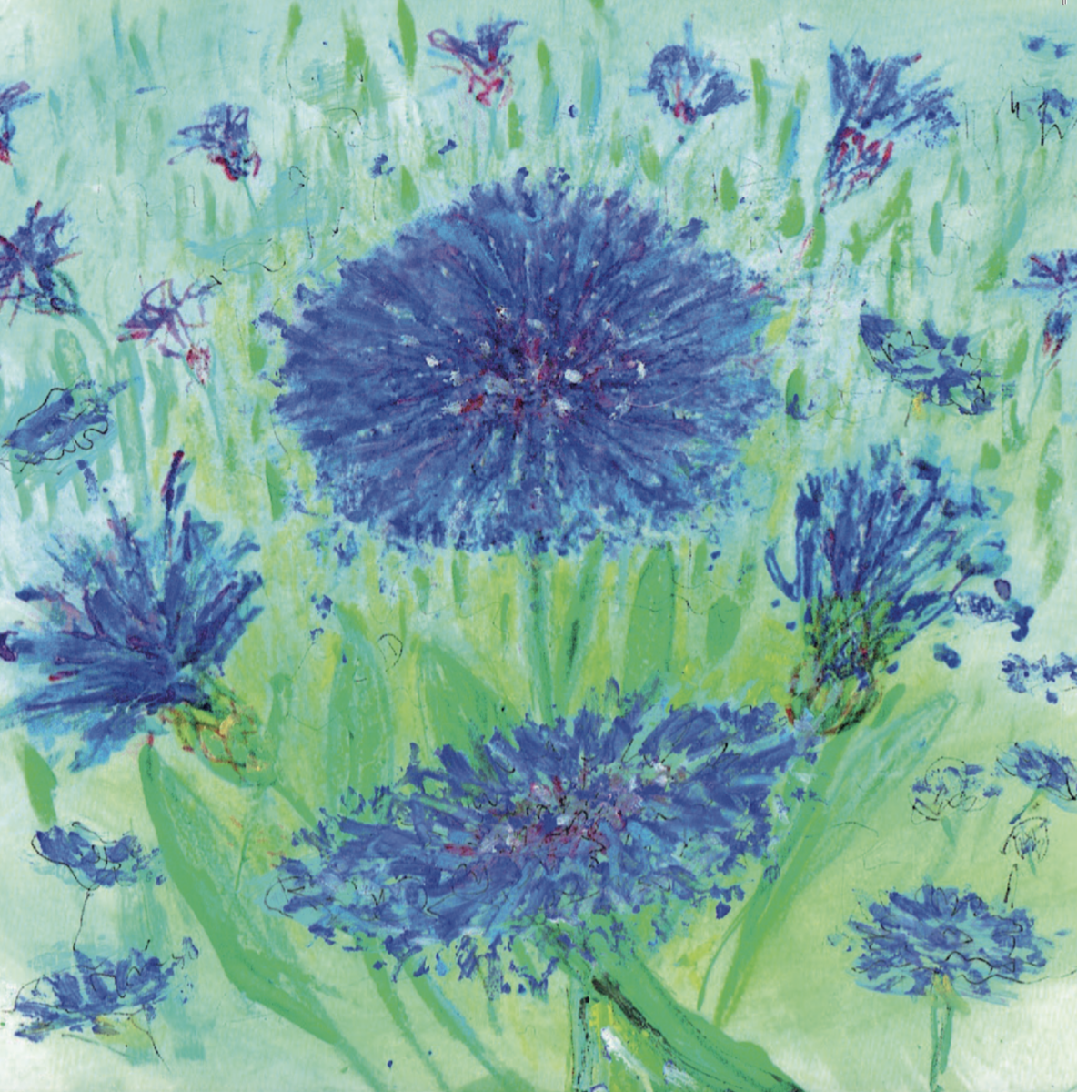 Artists on Cards Ltd SQL609 Meadow Cornflower  