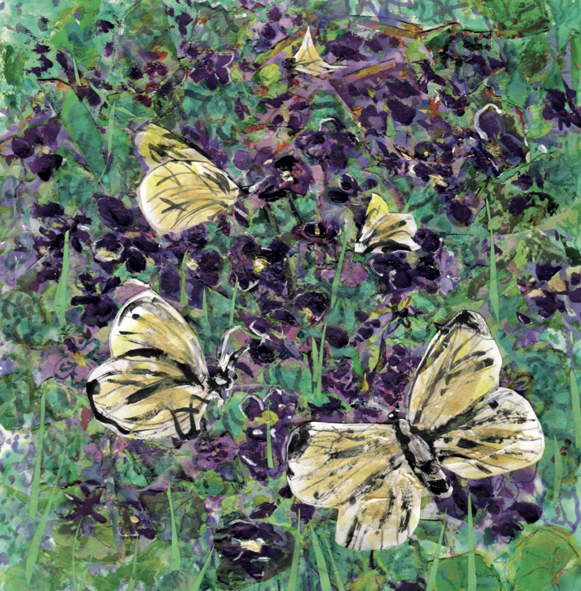 Artists on Cards Ltd SQL209 Violets and Butterflies  